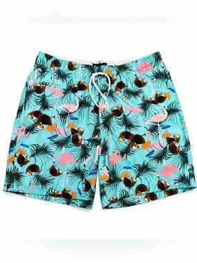 Charleston Threads Flamingo Coconut Swim Trunks Men’s Large